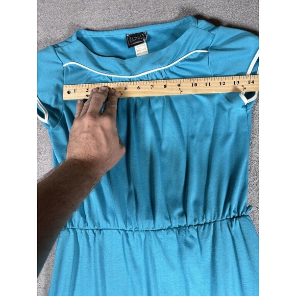 Vintage Timely Trends Dress Basic Short Sleeve Blue Mod/GoGo XS To S 60s Style - Picture 10 of 12